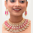 Jain Jewellers Gold Plated Kundan Stone Necklace Set