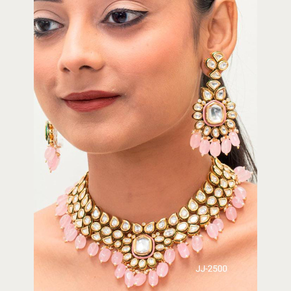 Jain Jewellers Gold Plated Kundan Stone Necklace Set