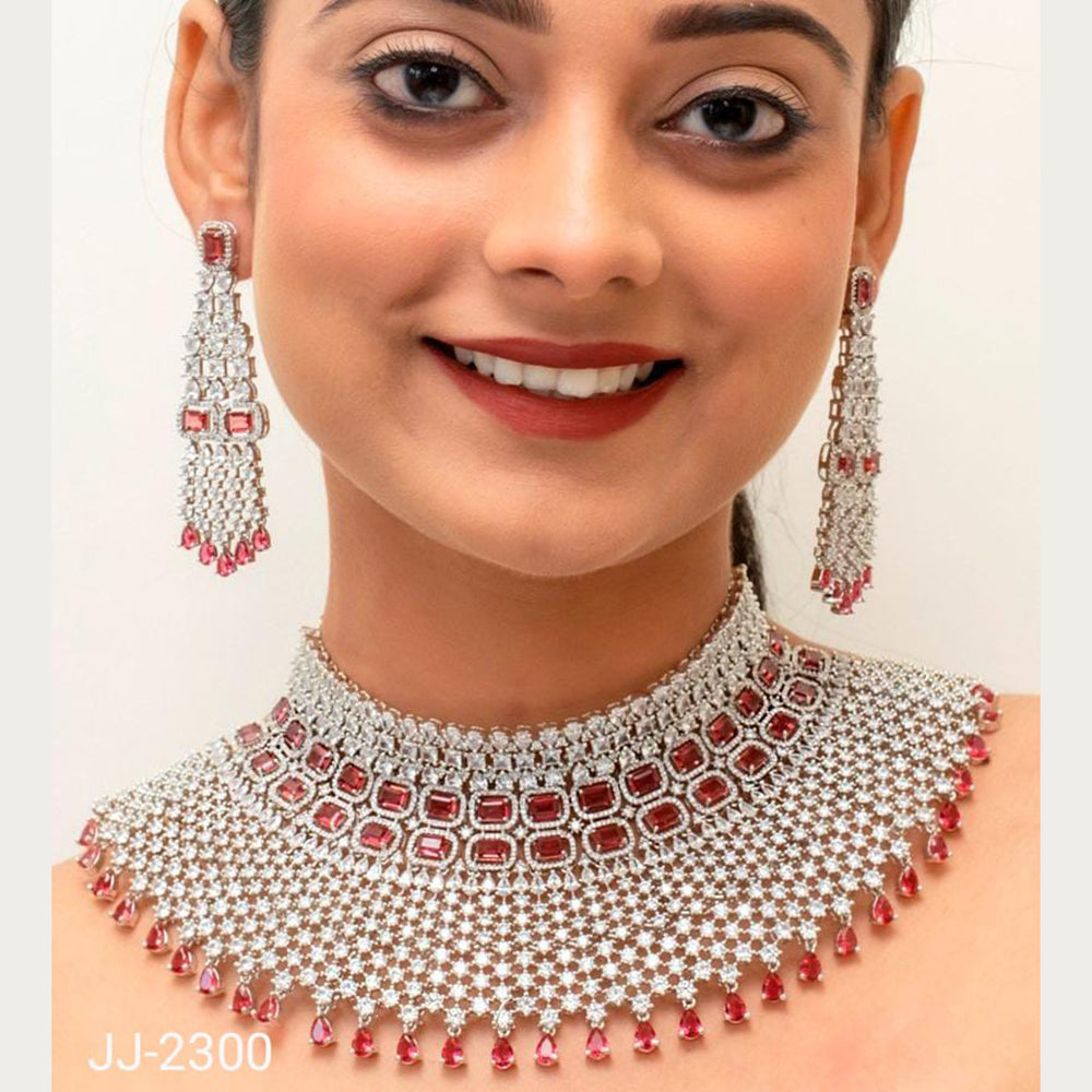 Jain Jewellers American Diamond Jewellery Necklace Set - 11061894