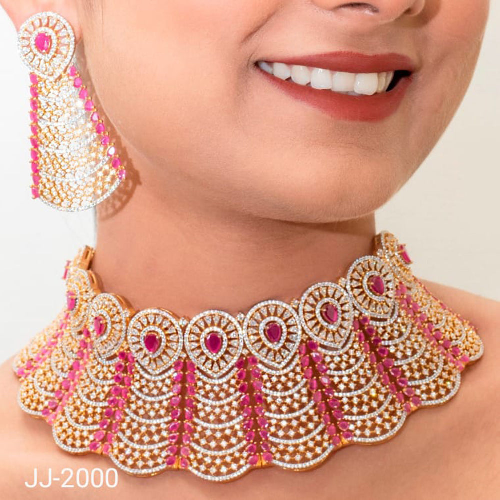 Jain Jewellers American Diamond Jewellery Necklace Set - 11061896
