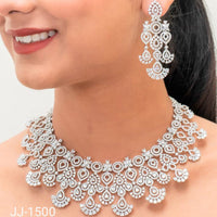 Jain Jewellers American Diamond Jewellery Necklace Set - 11061910
