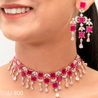 Jain Jewellers American Diamond Jewellery Necklace Set - 11061922