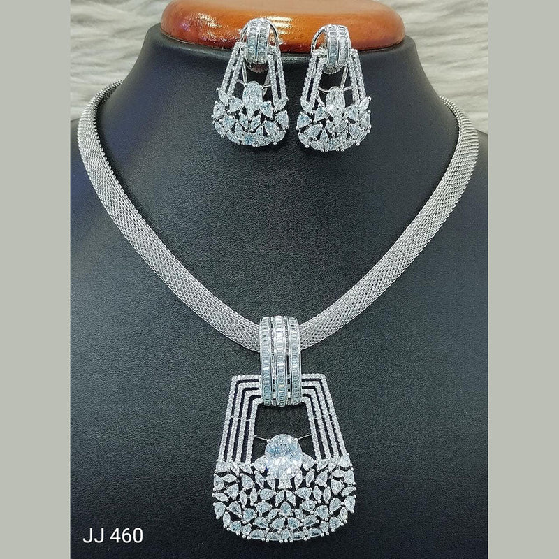 Jain Jewellers American Diamond Necklace Set - 11062034