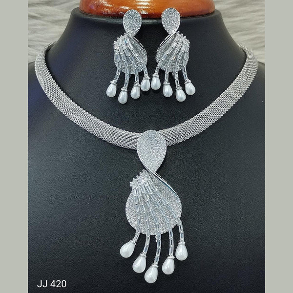 Jain Jewellers American Diamond Necklace Set - 11062036