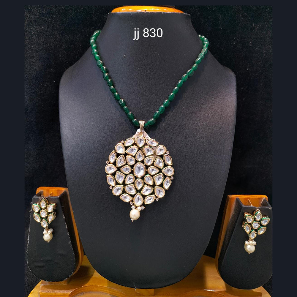 Jain Jewellers Gold Plated Kundan Stone Necklace Set - 11062048