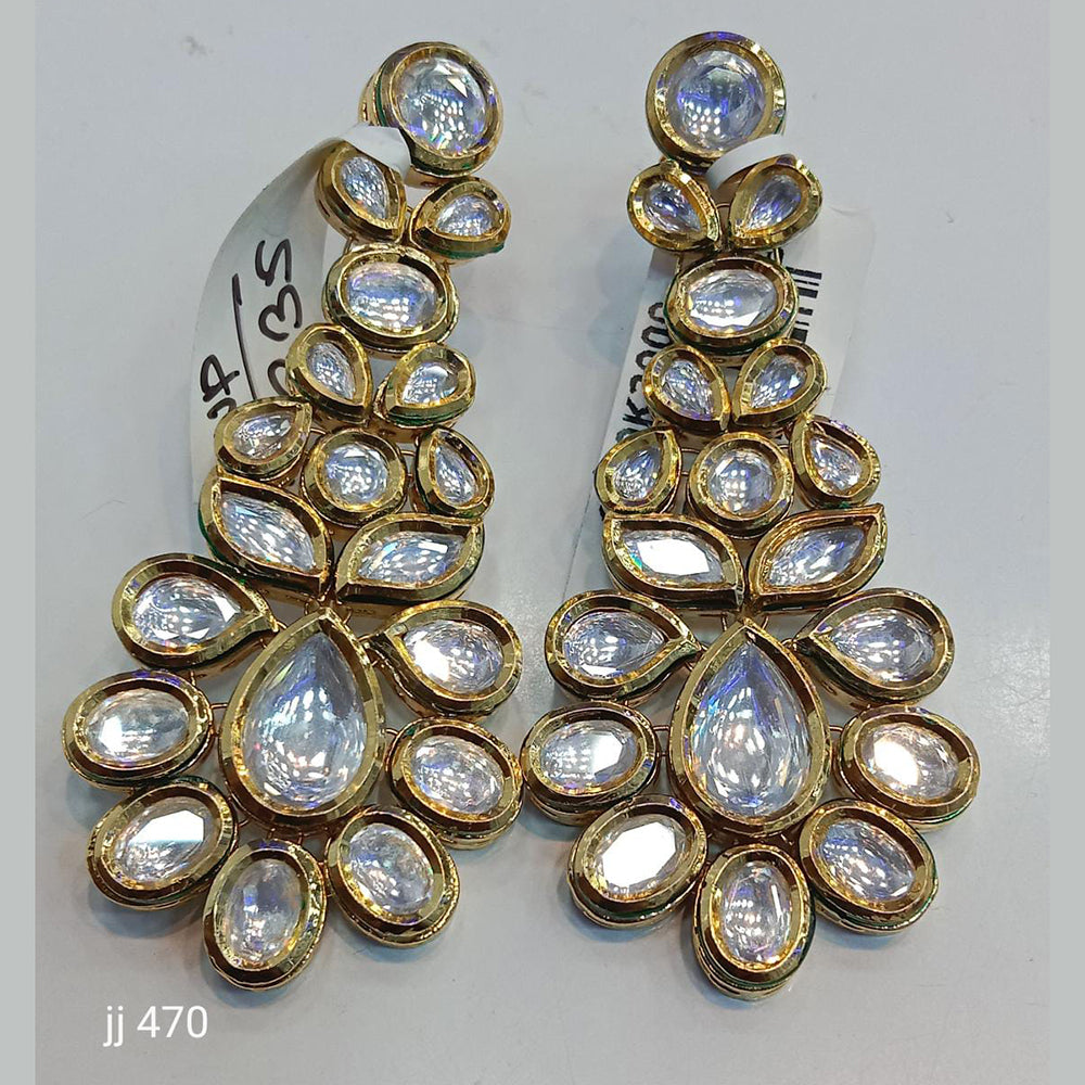 Jain Jewellers Gold Plated Kundan Stone Dangler Earrings