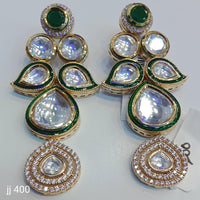 Jain Jewellers Gold Plated Kundan Stone Dangler Earrings