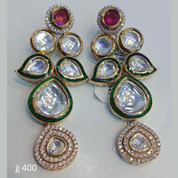 Jain Jewellers Gold Plated Kundan Stone Dangler Earrings