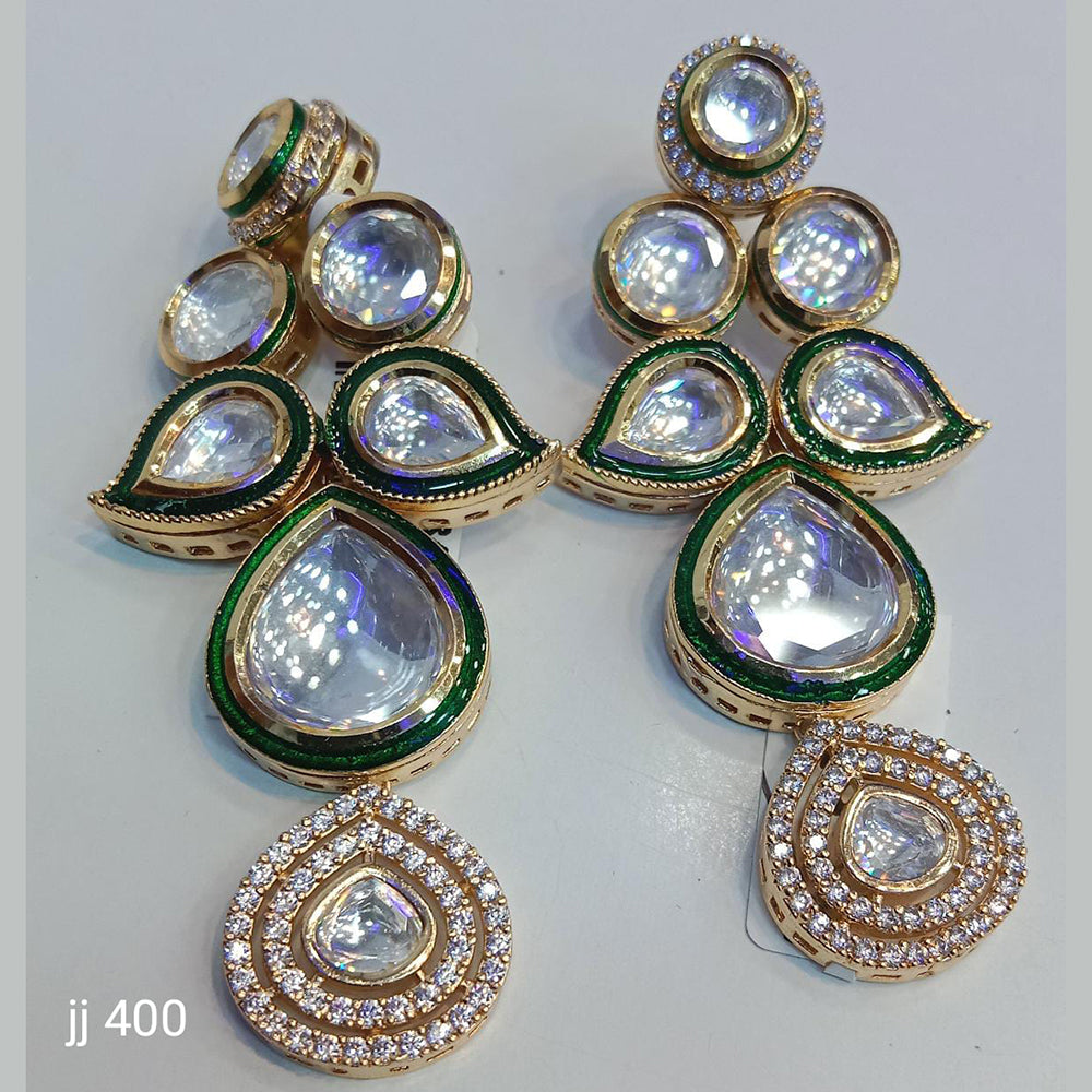 Jain Jewellers Gold Plated Kundan Stone Dangler Earrings