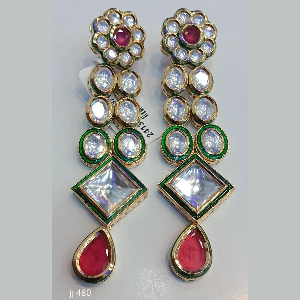 Jain Jewellers Gold Plated Kundan Stone Dangler Earrings