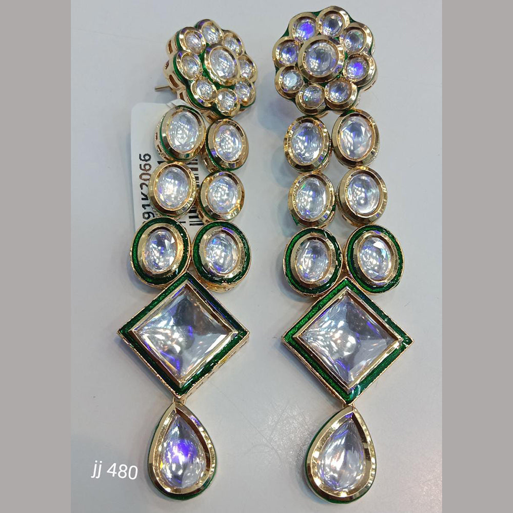 Jain Jewellers Gold Plated Kundan Stone Dangler Earrings