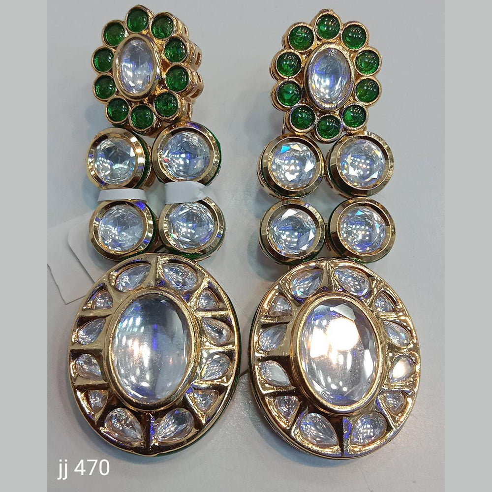 Jain Jewellers Gold Plated Kundan Stone Dangler Earrings
