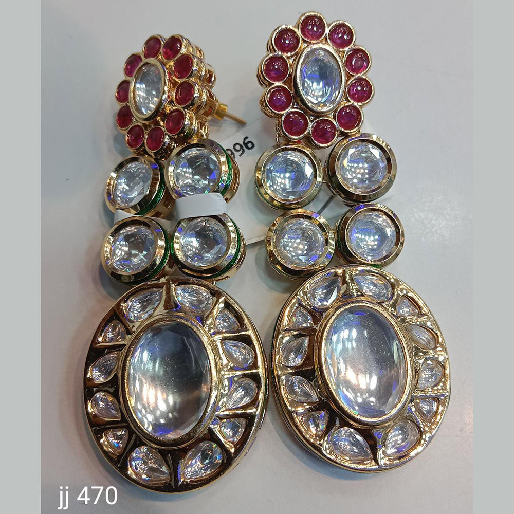 Jain Jewellers Gold Plated Kundan Stone Dangler Earrings