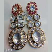 Jain Jewellers Gold Plated Kundan Stone Dangler Earrings