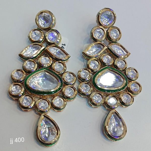 Jain Jewellers Gold Plated Kundan Stone Dangler Earrings