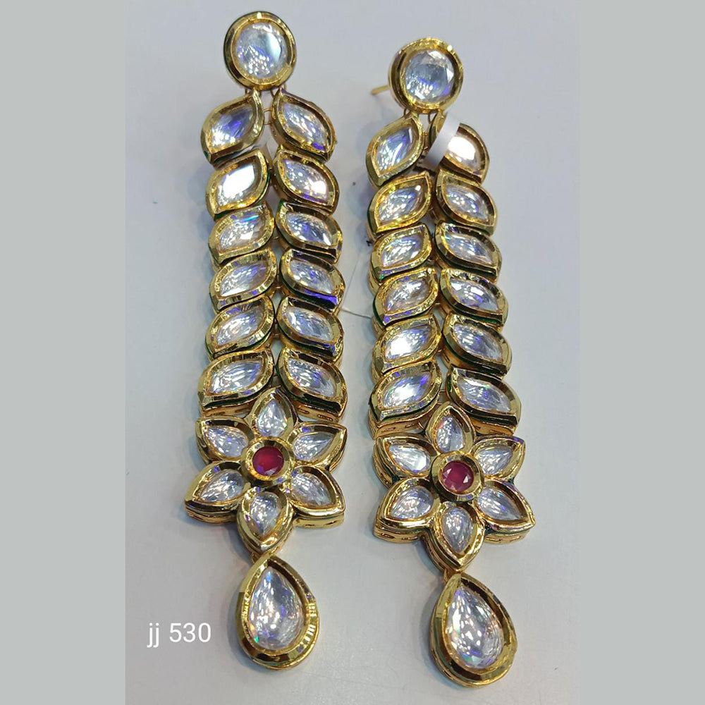 Jain Jewellers Gold Plated Kundan Stone Dangler Earrings