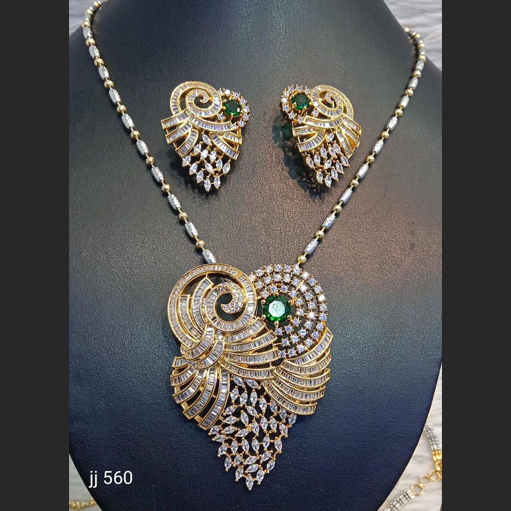 Gold Plated American Diamond Necklace Set - 11062141