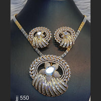 Gold Plated American Diamond Necklace Set - 11062144
