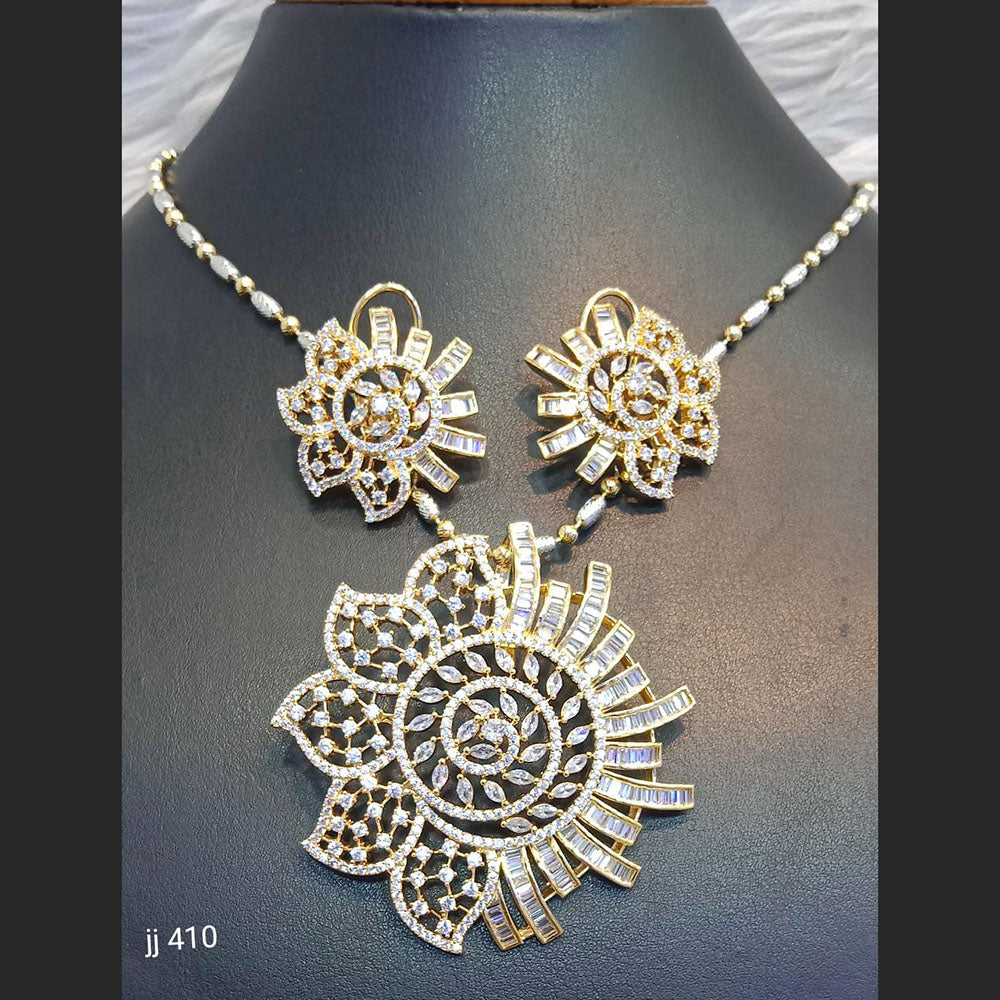 Gold Plated American Diamond Necklace Set - 11062147