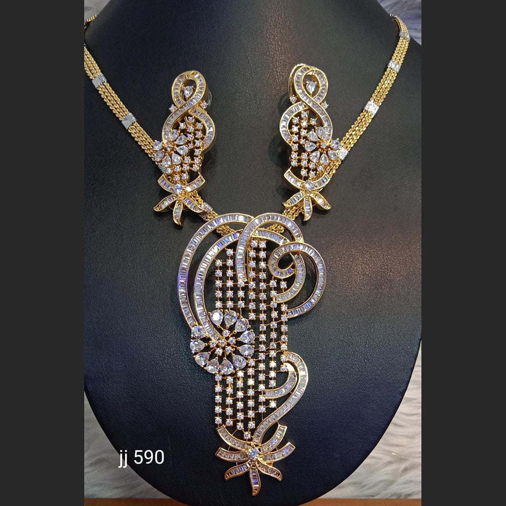 Gold Plated American Diamond Necklace Set - 11062150