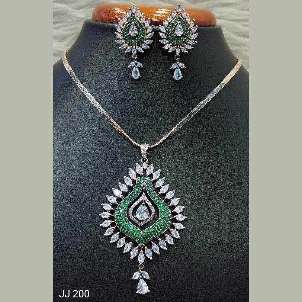 Jain Jewellers Ad Stone Pendant Set - 11062177
