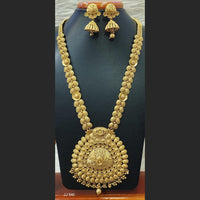 Jain Jewellers Gold Plated Pota Stone Long Haram Necklace Set - 11062184