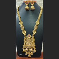 Jain Jewellers Gold Plated Pota Stone Long Haram Necklace Set - 11062187