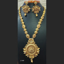 Jain Jewellers Gold Plated Pota Stone Long Haram Necklace Set - 11062190