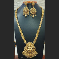 Jain Jewellers Gold Plated Pota Stone Long Haram Necklace Set - 11062192