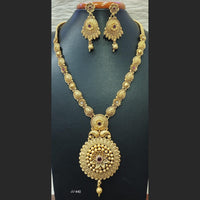 Jain Jewellers Gold Plated Pota Stone Long Haram Necklace Set - 11062194