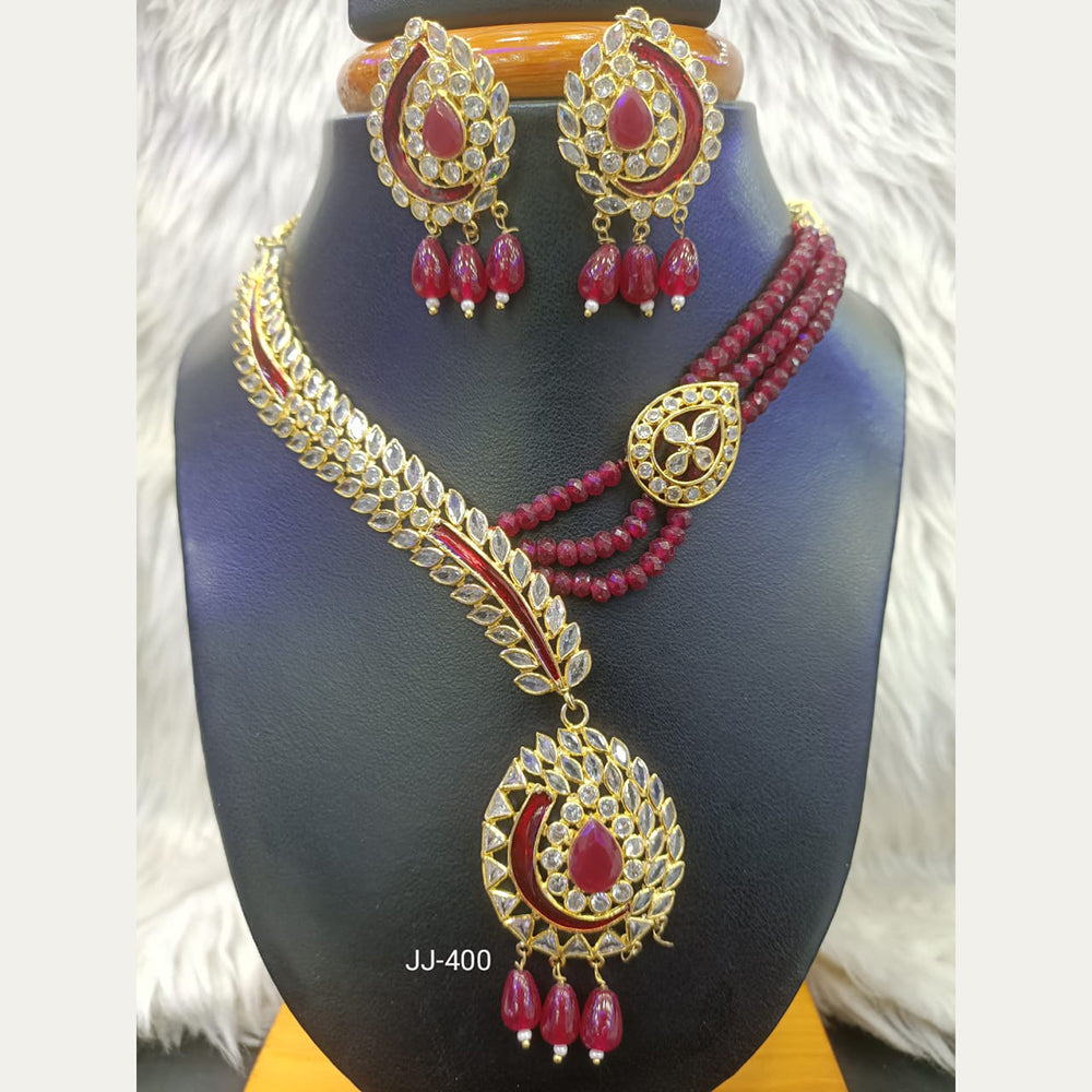 Jain Jewellers Gold Plated American Diamond Necklace Set