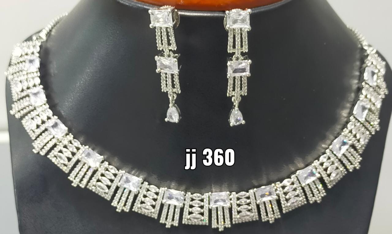 Jain Jewellers American Diamond Necklace Set - 11062298