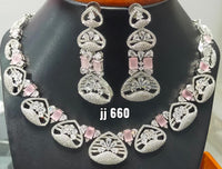 Jain Jewellers American Diamond Necklace Set - 11062301