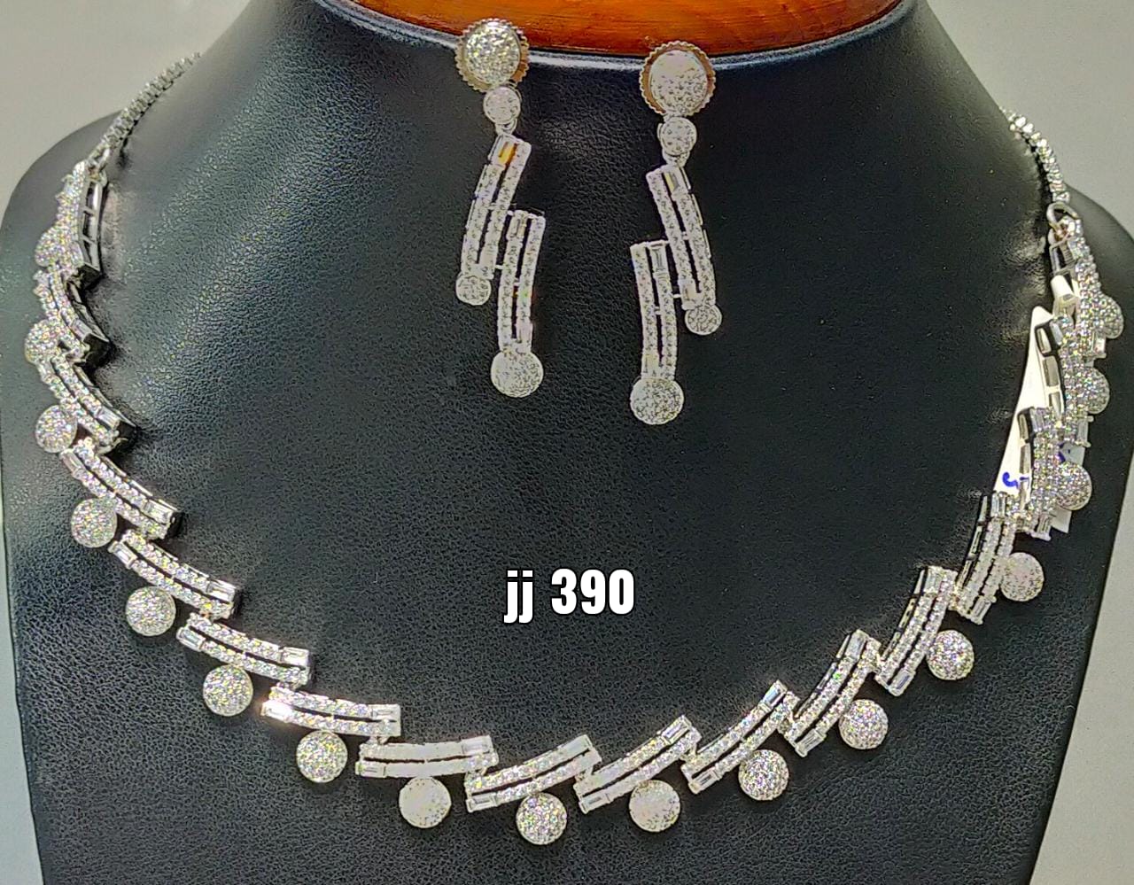 Jain Jewellers American Diamond Necklace Set - 11062308