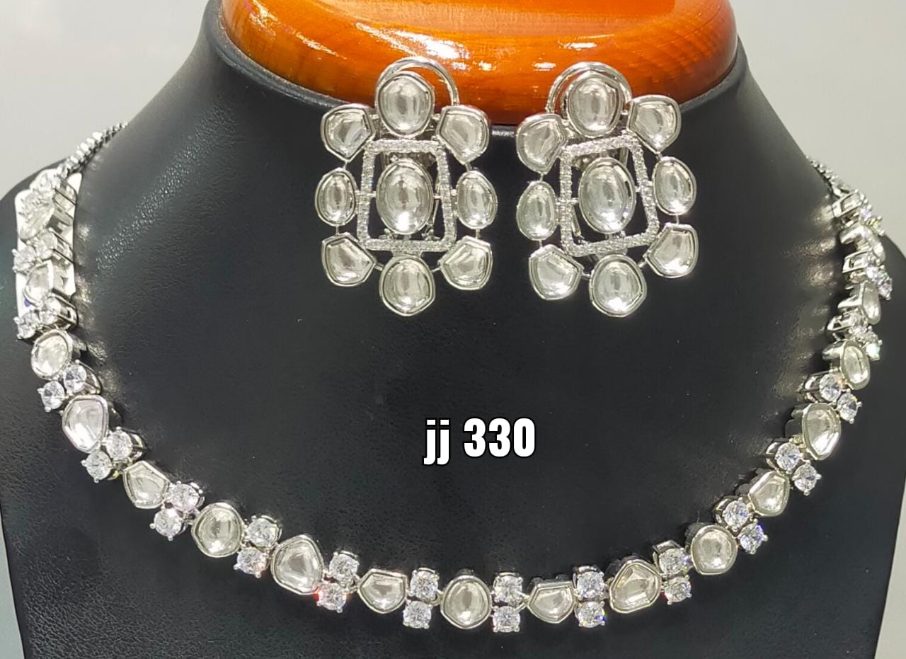 Jain Jewellers American Diamond Necklace Set - 11062311