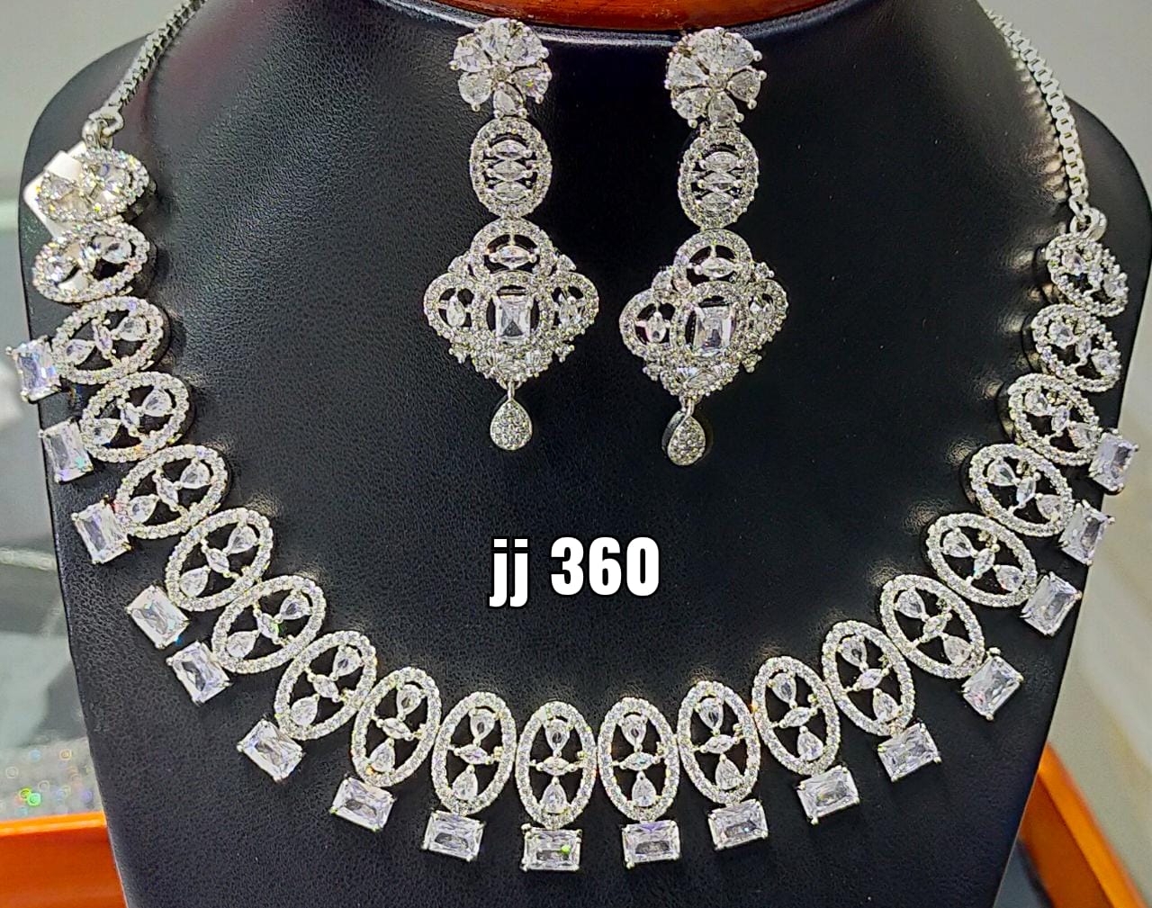 Jain Jewellers American Diamond Necklace Set - 11062312