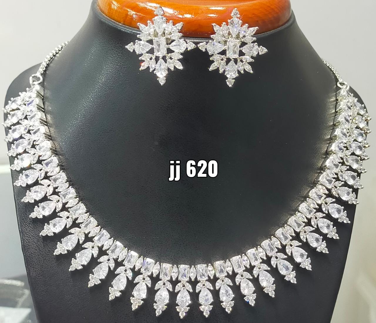 Jain Jewellers American Diamond Necklace Set - 11062313