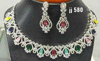 Jain Jewellers American Diamond Necklace Set - 11062314