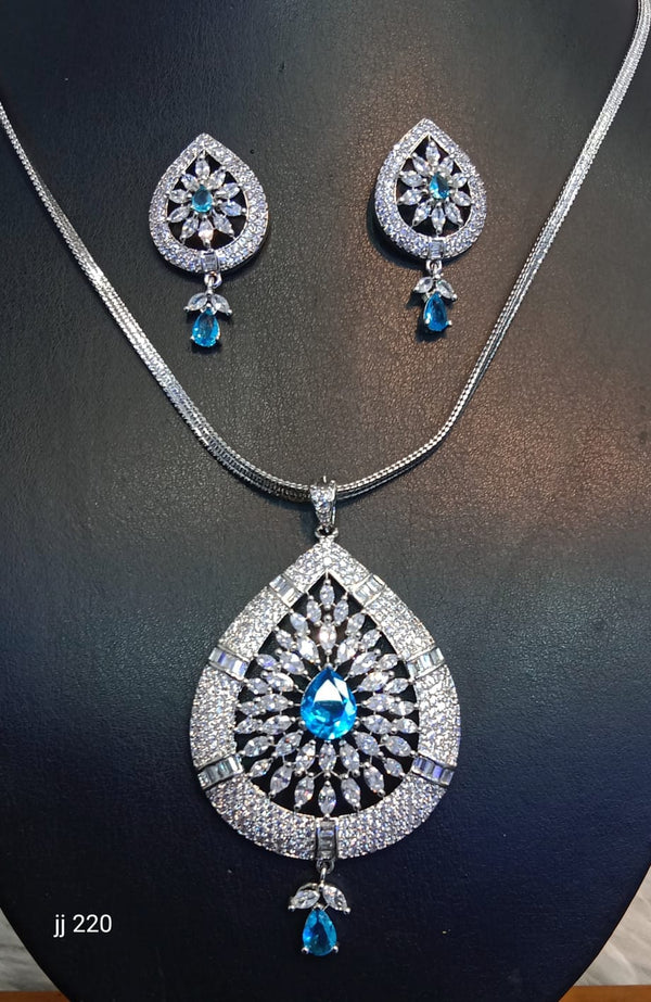 Jain Jewellers American Diamond Pendant Set - 11062327