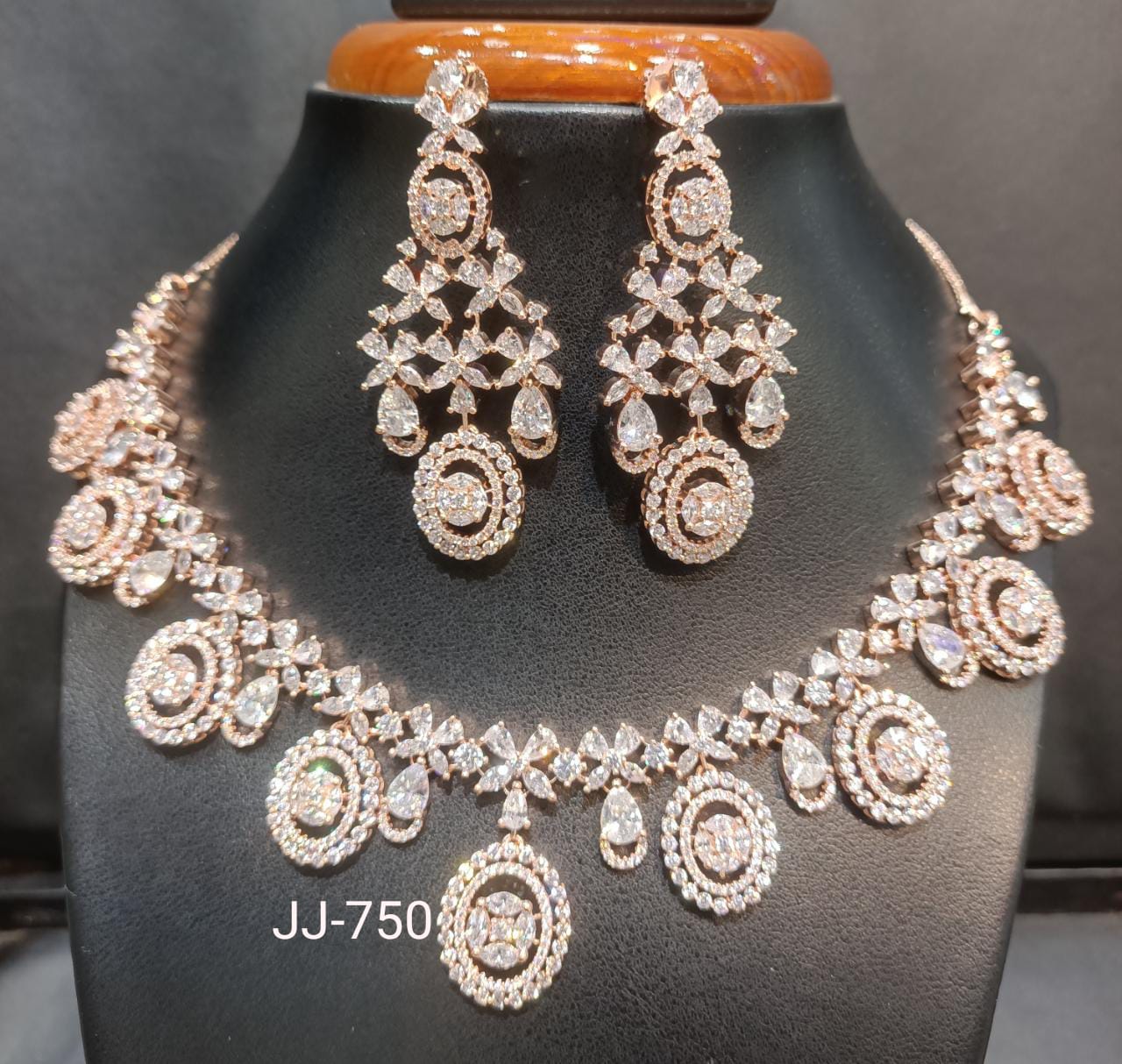 Jain Jewellers American Diamond Necklace Set - 11062331