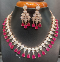 Jain Jewellers American Diamond Necklace Set - 11062335