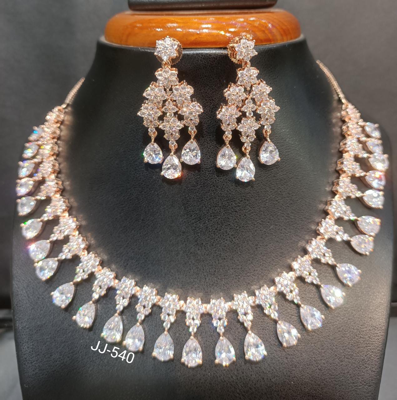Jain Jewellers American Diamond Necklace Set - 11062335