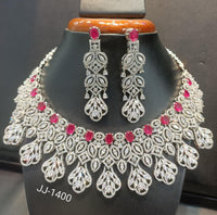 Jain Jewellers American Diamond Necklace Set - 11062337