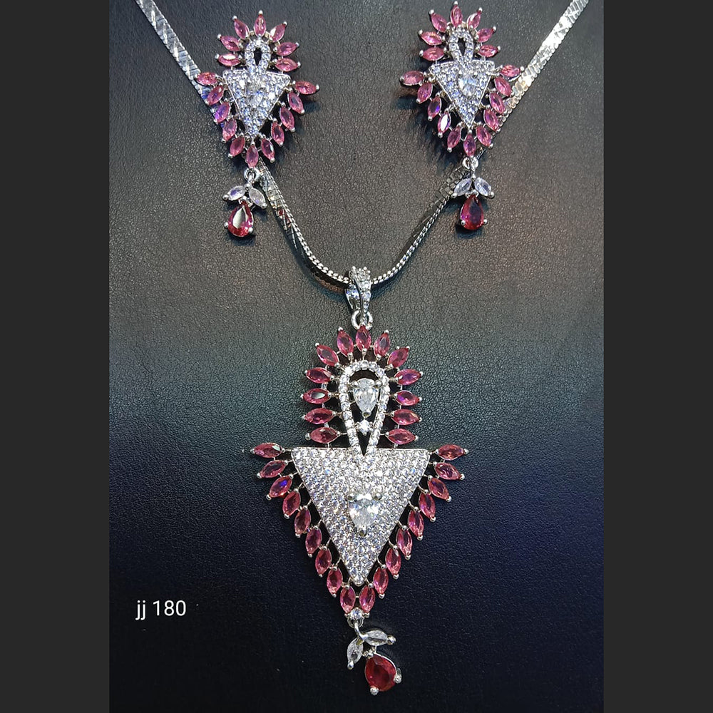 Jain Jewellers Ad Stone Pendant Set - 11062367