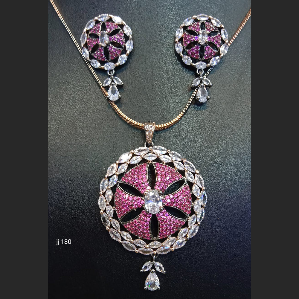 Jain Jewellers Ad Stone Pendant Set - 11062368