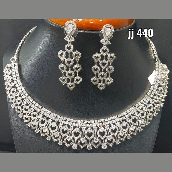 Jain Jewellers American Diamond Necklace Set - 11062454