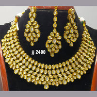 Jain Jewellers Gold Plated Kundan Stone Necklace Set