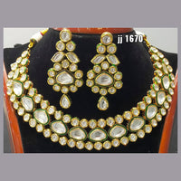 Jain Jewellers Gold Plated Kundan Stone Necklace Set