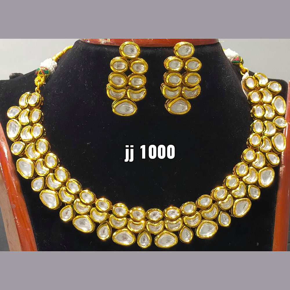 Jain Jewellers Gold Plated Kundan Stone Necklace Set