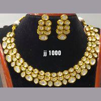 Jain Jewellers Gold Plated Kundan Stone Necklace Set